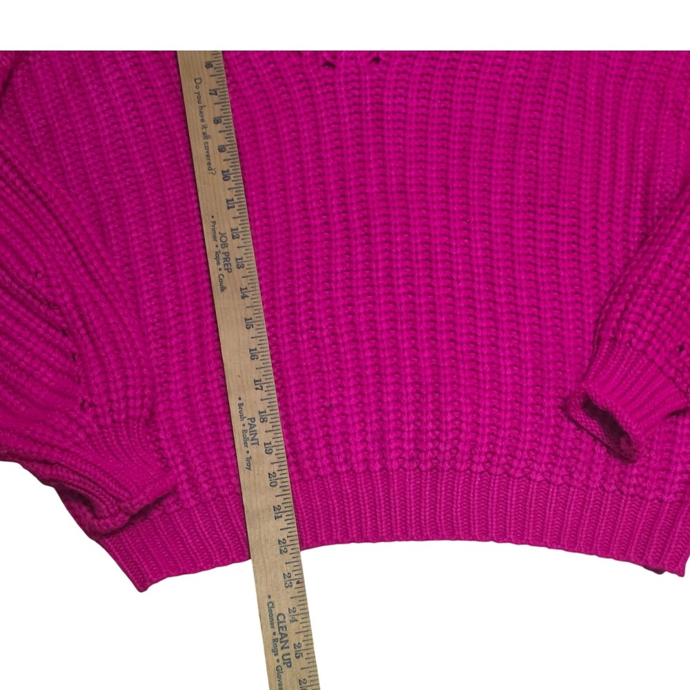 Elodie Magenta Pink Chunky Ribbed Knit Oversized Pointelle Sweater Womens Medium - Picture 5 of 8